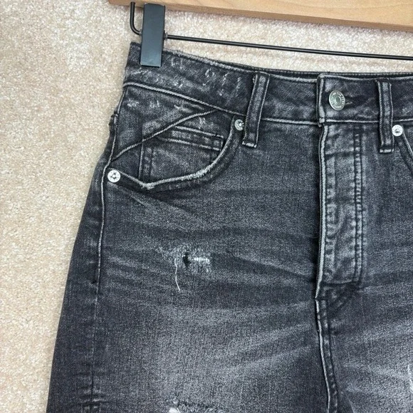 NWT Free People Crvy Vintage High Rise Shorts Size 25 Black Distressed - Picture 2 of 5